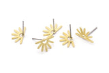 Brass Sun Earring, 12 Textured Raw Brass Sun Stud Earring (8x15x0.80mm) M02408 A2568