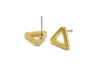 Brass Triangle Earring, 12 Raw Brass Triangle Stud Earrings (10x2mm) D0019 A1128