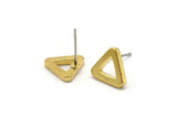 Brass Triangle Earring, 12 Raw Brass Triangle Stud Earrings (10x2mm) D0019 A1128