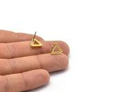 Brass Triangle Earring, 12 Raw Brass Triangle Stud Earrings (10x2mm) D0019 A1128