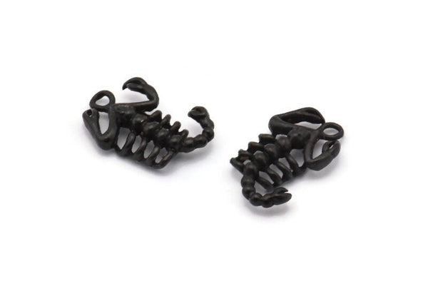 Black Scorpion Pendant, 3 Oxidized Black Brass Scorpion Charms, Jewelry Supplies, Findings (17x10mm) N0331
