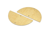 Yarım Daire Charm, 2 Delikli 4 Ham Pirinç Dokulu Yarım Ay Boşluğu, Küpeler, Kolye Uçları (50x24x0,80 mm) D921