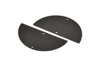 Black Semi Circle Charm, 2 Oxidized Black Brass Textured Half Moon Blanks With 2 Holes, Earrings, Pendants (50x24x0.80mm) D921 S946