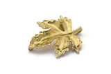 Brass Leaf Charm, Raw Brass Plane Tree Leaf Charm With 2 Loops, Leaf Charm Earrings (31x26mm) N1935