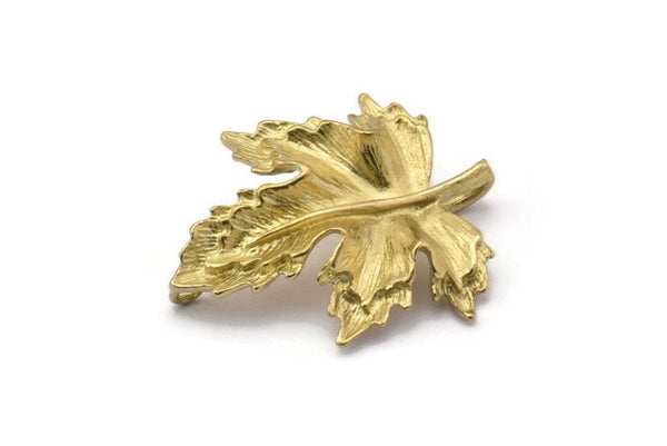 Brass Leaf Charm, Raw Brass Plane Tree Leaf Charm With 2 Loops, Leaf Charm Earrings (31x26mm) N1935