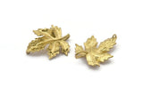 Brass Leaf Charm, Raw Brass Plane Tree Leaf Charm With 2 Loops, Leaf Charm Earrings (31x26mm) N1935