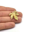 Brass Leaf Charm, Raw Brass Plane Tree Leaf Charm With 2 Loops, Leaf Charm Earrings (31x26mm) N1935