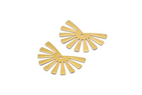 Brass Sun Charm, 24 Raw Brass Rising Sun Flag Charms With 1 Hole, Findings, Earrings (25x17x0.60mm) D989