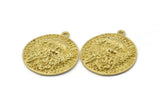 Brass Round Charm, Raw Brass Viking Charm With 1 Loop, Pendants, Findings (31x28mm) N1941