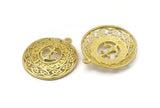 Brass Round Charm, 2 Raw Brass Vikings Anchor Charms With 1 Loop, Pendants, Findings (33x29mm) N1938