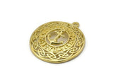 Brass Round Charm, 2 Raw Brass Vikings Anchor Charms With 1 Loop, Pendants, Findings (33x29mm) N1938