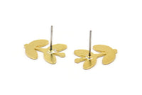 Brass Leaf Earring, 8 Raw Brass Leaf Stud Earrings (16.5x12x0.80mm) Brs A0501 A1670