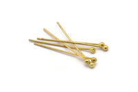 Gold Brass Ball Pin, 50 Gold Plated Brass Ball Head Pins, Findings (25mm) Bp-01 A0607