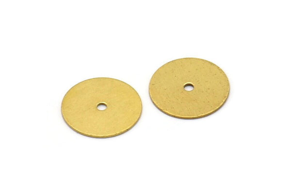 Middle Hole Connector, 50 Raw Brass Round Disc, Middle Hole Connector, Bead Caps, Findings (12mm) Brs 70 A0444