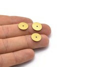 Middle Hole Connector, 50 Raw Brass Round Disc, Middle Hole Connector, Bead Caps, Findings (12mm) Brs 70 A0444
