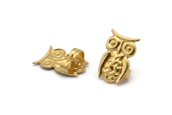 Pirinç Baykuş Tıpası, 50 Ham Pirinç Baykuş Küpe Arka Tıpası, Küpe Saplama Arka Tıpaları (15x10mm) D1057