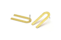 U Şeklinde Küpe, 8 Dokulu Ham Pirinç U Şeklinde Çivi Küpe (30x13x0,80 mm) M167 A1592