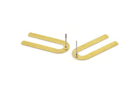 U Şeklinde Küpe, 8 Dokulu Ham Pirinç U Şeklinde Çivi Küpe (30x13x0,80 mm) M167 A1592