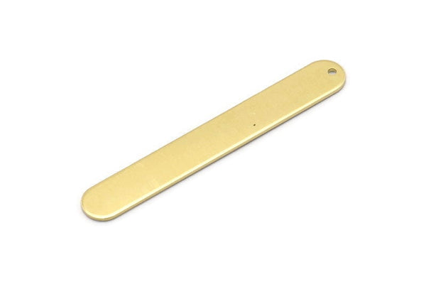 Brass Oval Charm, 6 Raw Brass Stamping Blanks, Brass Necklace Bar Charms With 1 Hole, Long Bar Pendants (50x7x0.80mm) M03234