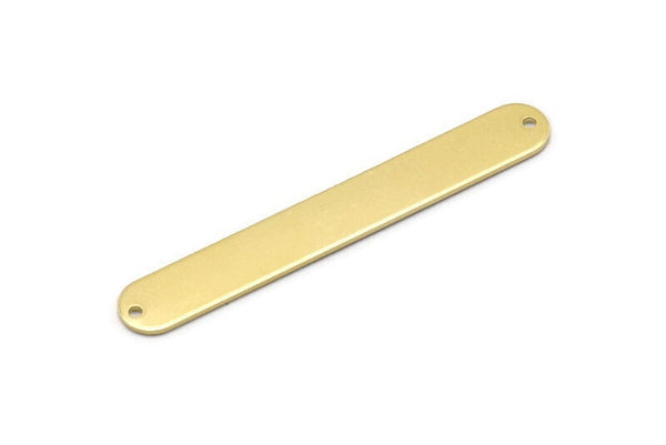 Brass Oval Charm, 6 Raw Brass Stamping Blanks, Brass Necklace Bar Charms With 2 Holes, Long Bar Pendants (50x7x0.80mm) M03232