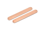 Copper Oval Charm, 6 Raw Copper Stamping Blanks, Copper Necklace Bar Charms With 2 Holes, Long Bar Pendants (50x7x0.80mm) M03241