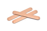 Copper Oval Charm, 6 Raw Copper Stamping Blanks, Copper Necklace Bar Charms With 2 Holes, Long Bar Pendants (50x7x0.80mm) M03241