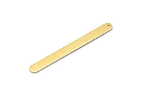 Brass Oval Charm, 6 Raw Brass Stamping Blanks, Brass Necklace Bar Charms With 1 Hole, Long Bar Pendants (48x5x0.80mm) M03245