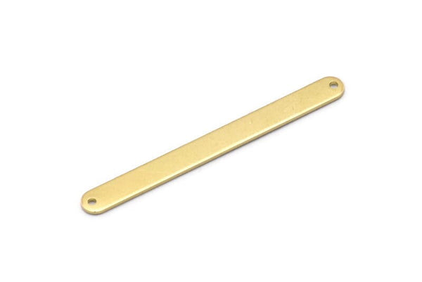 Brass Oval Charm, 6 Raw Brass Stamping Blanks, Brass Necklace Bar Charms With 2 Holes, Long Bar Pendants (48x5x0.80mm) M03244