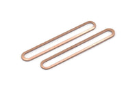 Copper Oval Charm, 6 Raw Copper Oval Rings, Connectors (50x7x0.80mm) M03239
