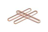 Copper Oval Charm, 6 Raw Copper Oval Rings, Connectors (50x7x0.80mm) M03239