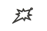 Black Pole Star Charm, 6 Oxidized Black Brass, Black Charms, Black Pole Star Charms With 1 Loop (30x22x0.80mm) M02485 H1016