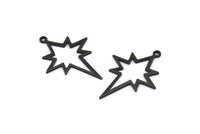 Black Pole Star Charm, 6 Oxidized Black Brass, Black Charms, Black Pole Star Charms With 1 Loop (30x22x0.80mm) M02485 H1016