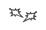 Black Pole Star Charm, 6 Oxidized Black Brass, Black Charms, Black Pole Star Charms With 1 Loop (30x22x0.80mm) M02485 H1016