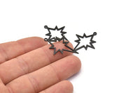 Black Pole Star Charm, 6 Oxidized Black Brass, Black Charms, Black Pole Star Charms With 1 Loop (30x22x0.80mm) M02485 H1016