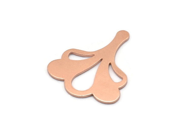Copper Leaf Blank, 8 Raw Copper Flower Blanks, Findings (25x21x0.80mm) M03285