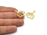 Brass Leaf Charm, 8 Textured Raw Brass Leaf Charms With 1 Hole, Findings (25x21x0.80mm) M03279