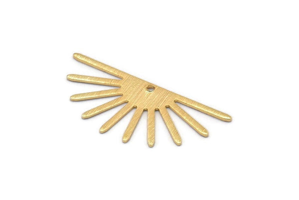 Gold Sun Charm, 4 Textured Gold Plated Brass Sun Charms With 1 Hole (32x14x0.60mm) M02072 H1674