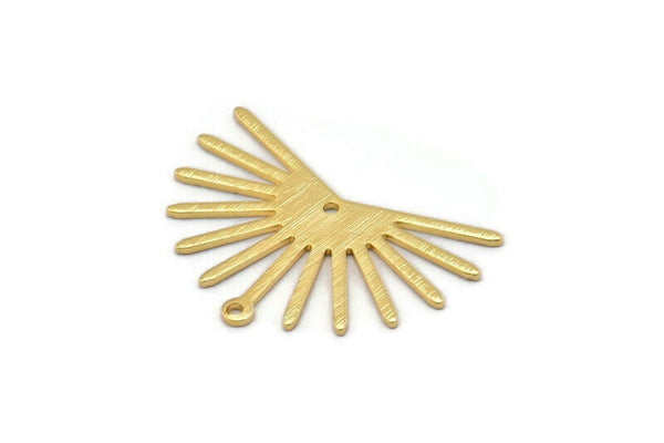Gold Sun Charm, 2 Textured Gold Plated Brass Sun Charms With 1 Loop And 1 Hole (22x30x0.80mm) M02273