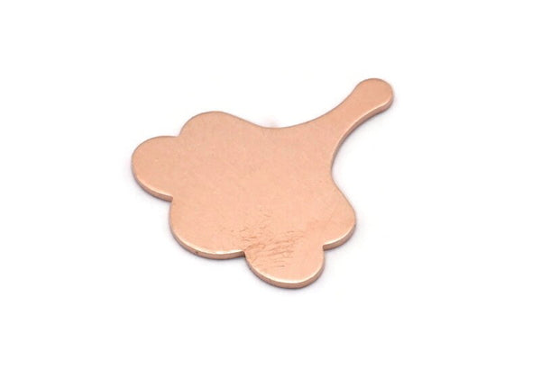 Copper Leaf Blank, 8 Raw Copper Flower Blanks, Findings (25x21x0.80mm) M03288