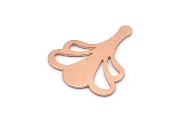 Copper Leaf Blank, 8 Raw Copper Flower Blanks, Findings (25x21x0.80mm) M03287