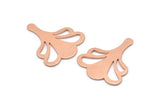 Copper Leaf Blank, 8 Raw Copper Flower Blanks, Findings (25x21x0.80mm) M03287