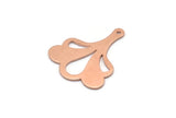 Copper Leaf Charm, 8 Raw Copper Flower Charms With 1 Hole, Findings (25x21x0.80mm) M03290