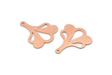 Copper Leaf Charm, 8 Raw Copper Flower Charms With 1 Hole, Findings (25x21x0.80mm) M03290