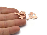 Copper Leaf Charm, 8 Raw Copper Flower Charms With 1 Hole, Findings (25x21x0.80mm) M03290