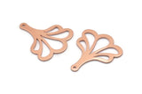 Copper Leaf Charm, 8 Raw Copper Flower Charms With 1 Hole, Findings (25x21x0.80mm) M03292