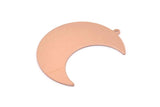 Copper Moon Charm, 4 Raw Copper Crescent Moon Charms With 1 Loop, Stamping Blanks, Findings (37x15x0.80mm) M03112