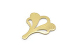 Brass Leaf Blank, 8 Raw Brass Flower Blanks, Findings (25x21x0.80mm) M03267