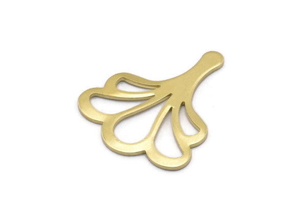 Brass Leaf Blank, 8 Raw Brass Flower Blanks, Findings (25x21x0.80mm) M03270