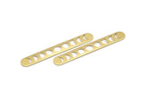 Brass Oval Blank, 6 Raw Brass Moon Phases Shaped Blanks, Oval Bars, Findings (50x7x0.80mm) M03295