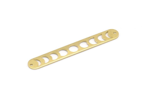Brass Oval Charm, 6 Raw Brass Moon Phases Charms, Brass Necklace Bar Charms With 2 Holes, Long Bar Pendants (50x7x0.80mm) M03297